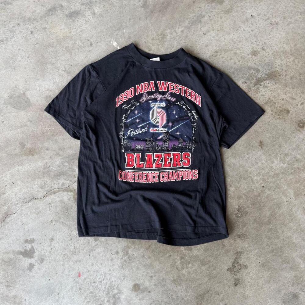 Vintage 90’s Black Portland Blazers NBA Western Conference Champs Single Stitch